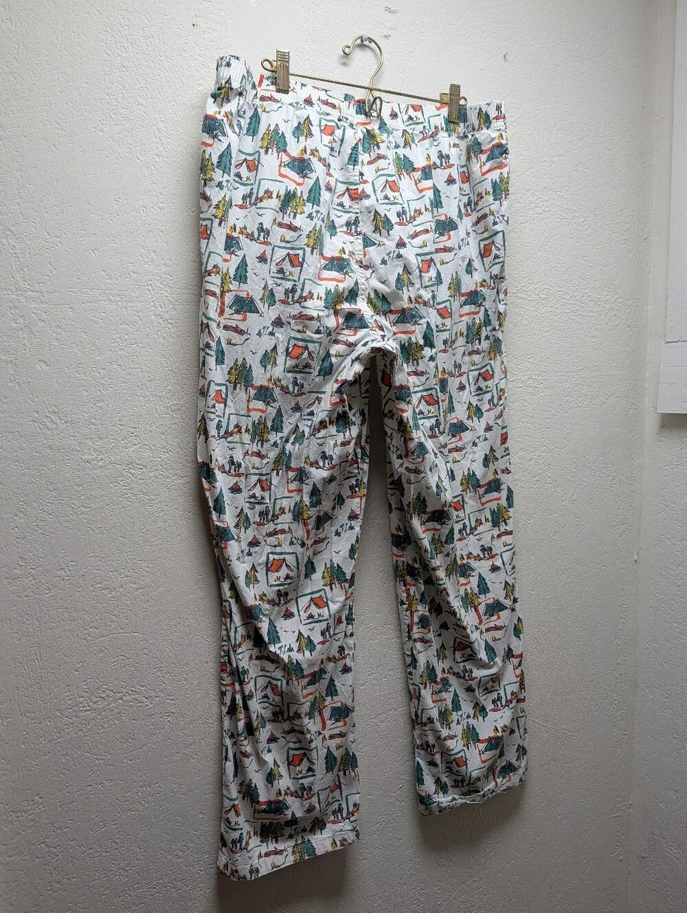 L.L. Bean Flannel Pajama Pants L Camping Tent Tree Novelty PJ Lounge Sleep Wear